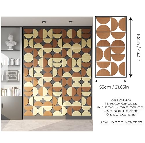 Miniatura 6 de Half Circles Wall Panels, 3D Wood Wall Panels, abstract decorative, semicircle wall panels, geometric wall decor, peel and stick wood panels,