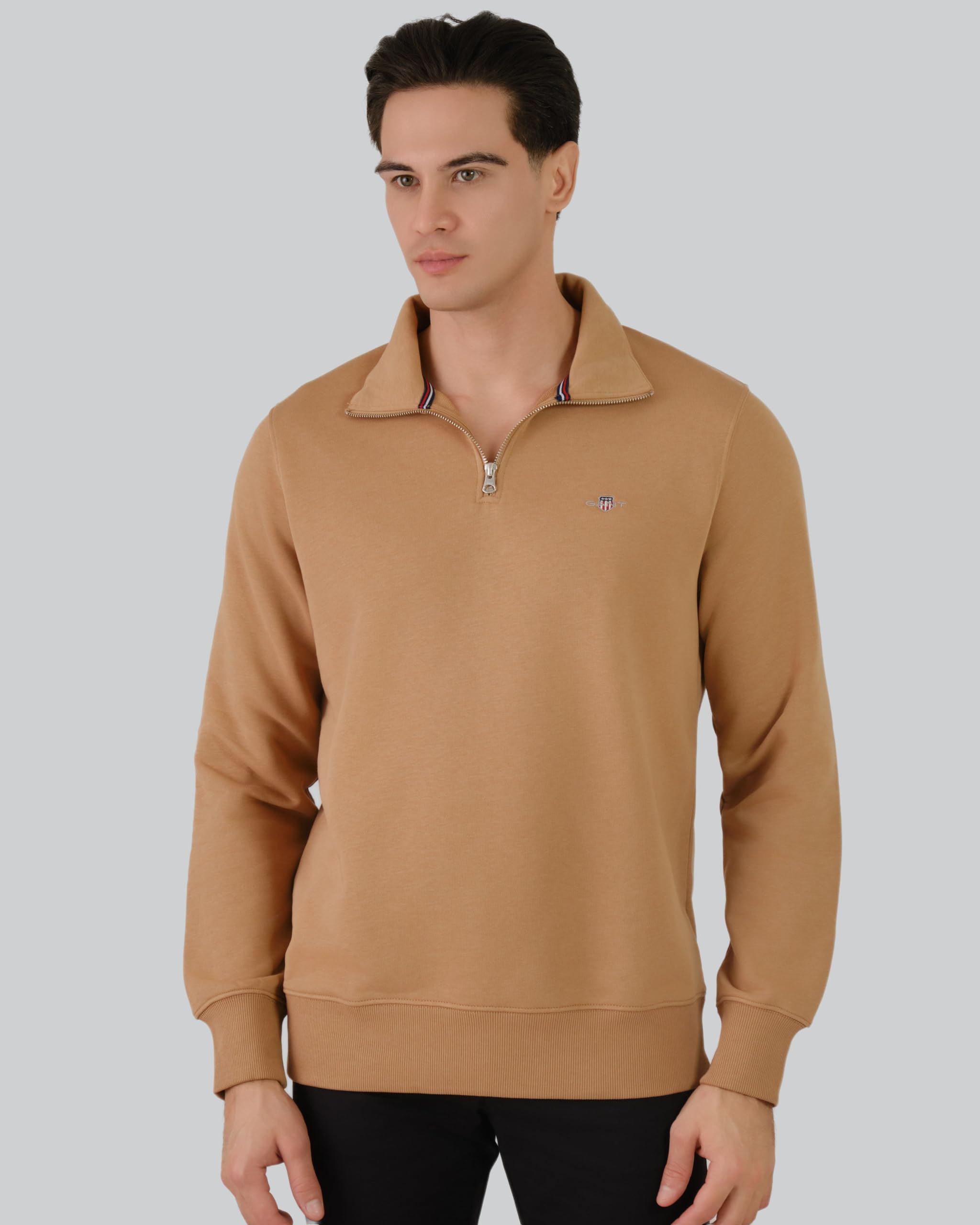 GANT Hombre Sudadera con Cremallera 1/4 con Escudo Regular, Bubblegum Pink