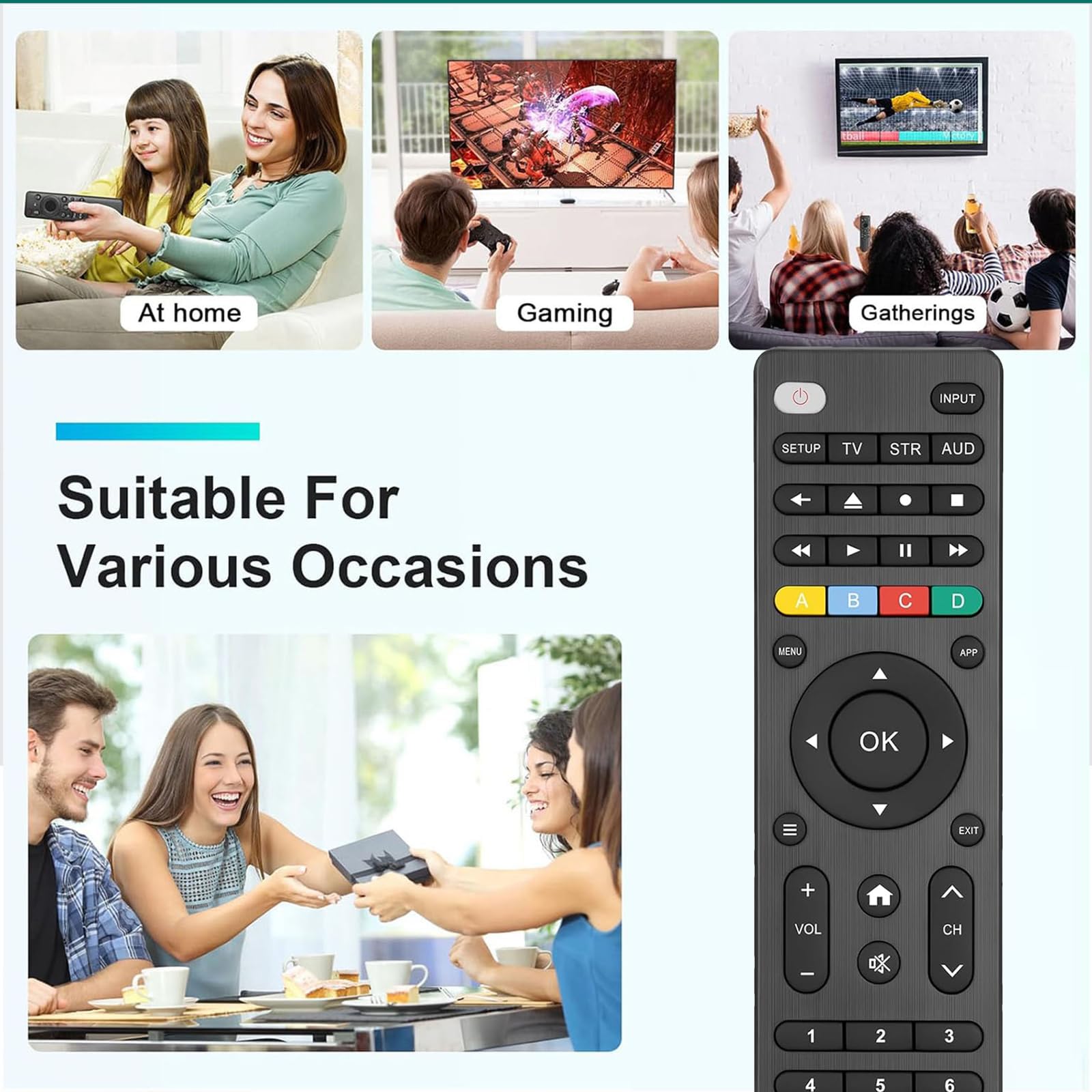 Télécommande universelle compatible avec Samsung/LG/Sony/Vizio/Hisense/T'CL/Insignia/Toshiba/JVC/Philips/Sanyo/Onn/Sharp/RCA/Element/Westinghouse/Emerson et lecteurs DVD/Blu-ray