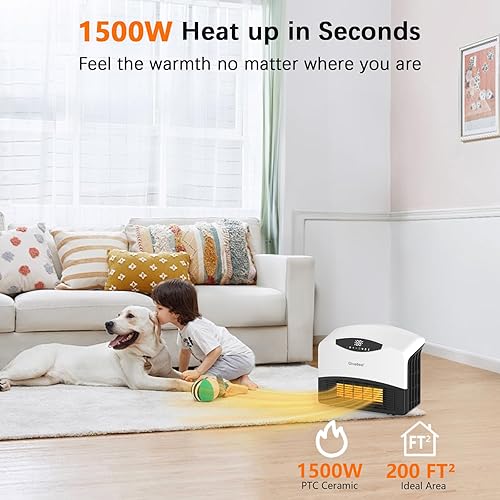 Miniatura 2 de GiveBest Calentador de pared inteligente, calentador de espacio de 1500 W para uso en interiores, funciona con Alexa, termostato ajustable, control