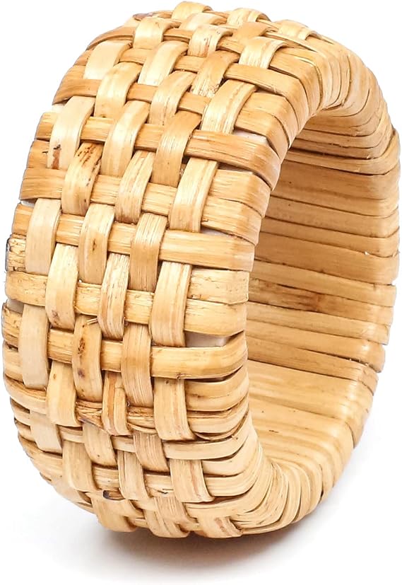 Rattan Napkin Rings Set of 12 - Fancy Elegant Beautiful Decorative Napkin Holder for Dining Table Decor, Easter, Farmhouse, Dinner, Wedding, Family Gathering, Thanksgiving & Everyday Use - Natural