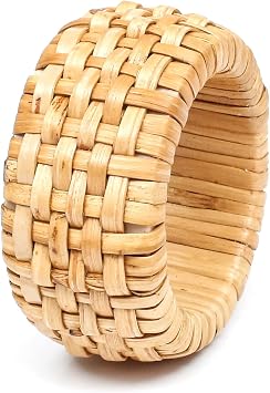 Rattan Napkin Rings Set of 12 - Fancy Elegant Beautiful Decorative Napkin Holder for Dining Table Decor, Easter, Farmhouse, Dinner, Wedding, Family Gathering, Thanksgiving & Everyday Use - Natural