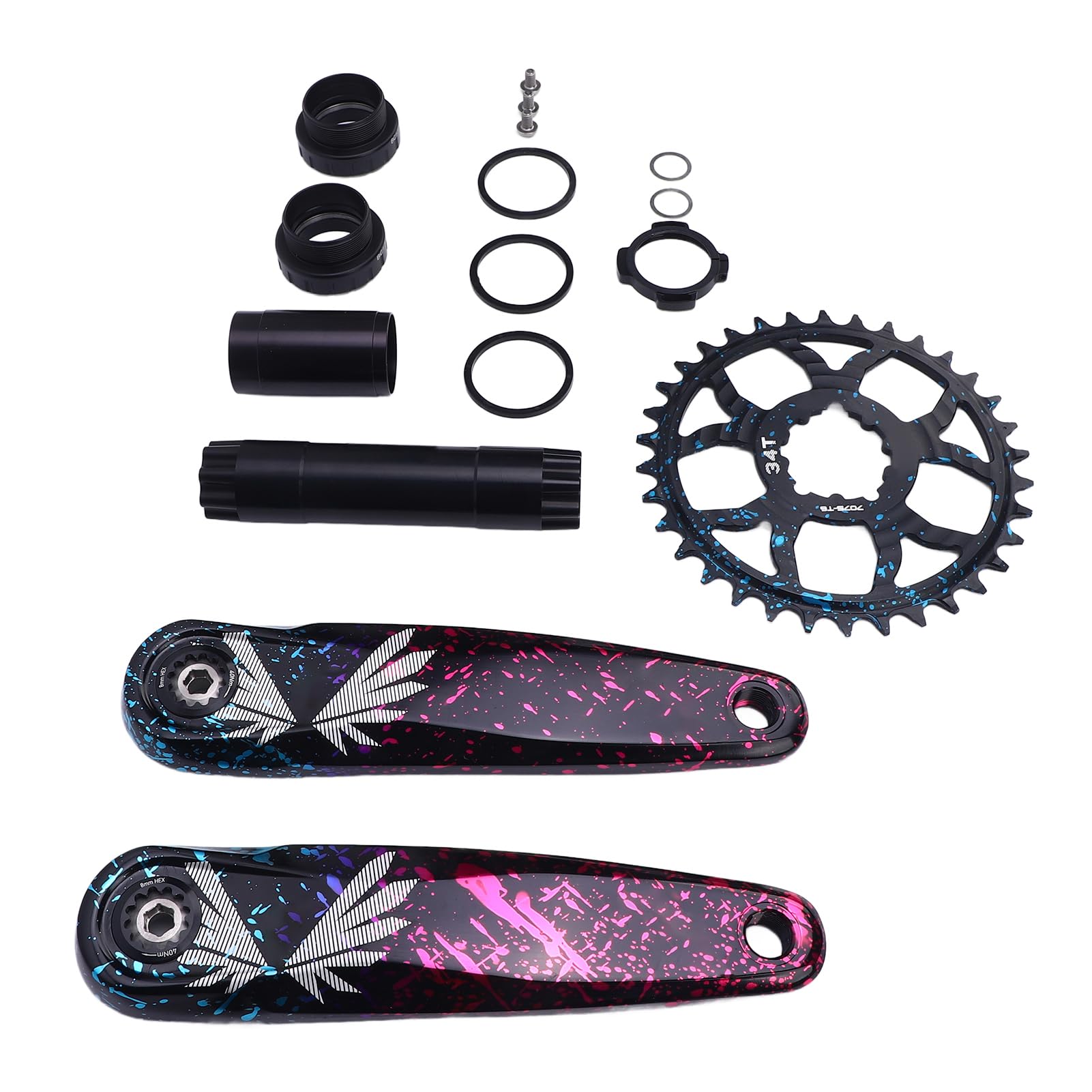 Aramox Mechanizm Korbowy do Roweru Górskiego Mechanizm Korbowy do Roweru ze Stopu Aluminium Zestaw z wydrążoną, dzieloną tarczą Dodatnie Ujemne Zęby 3-pinowy Interfejs dla Rowerzystów Górskich