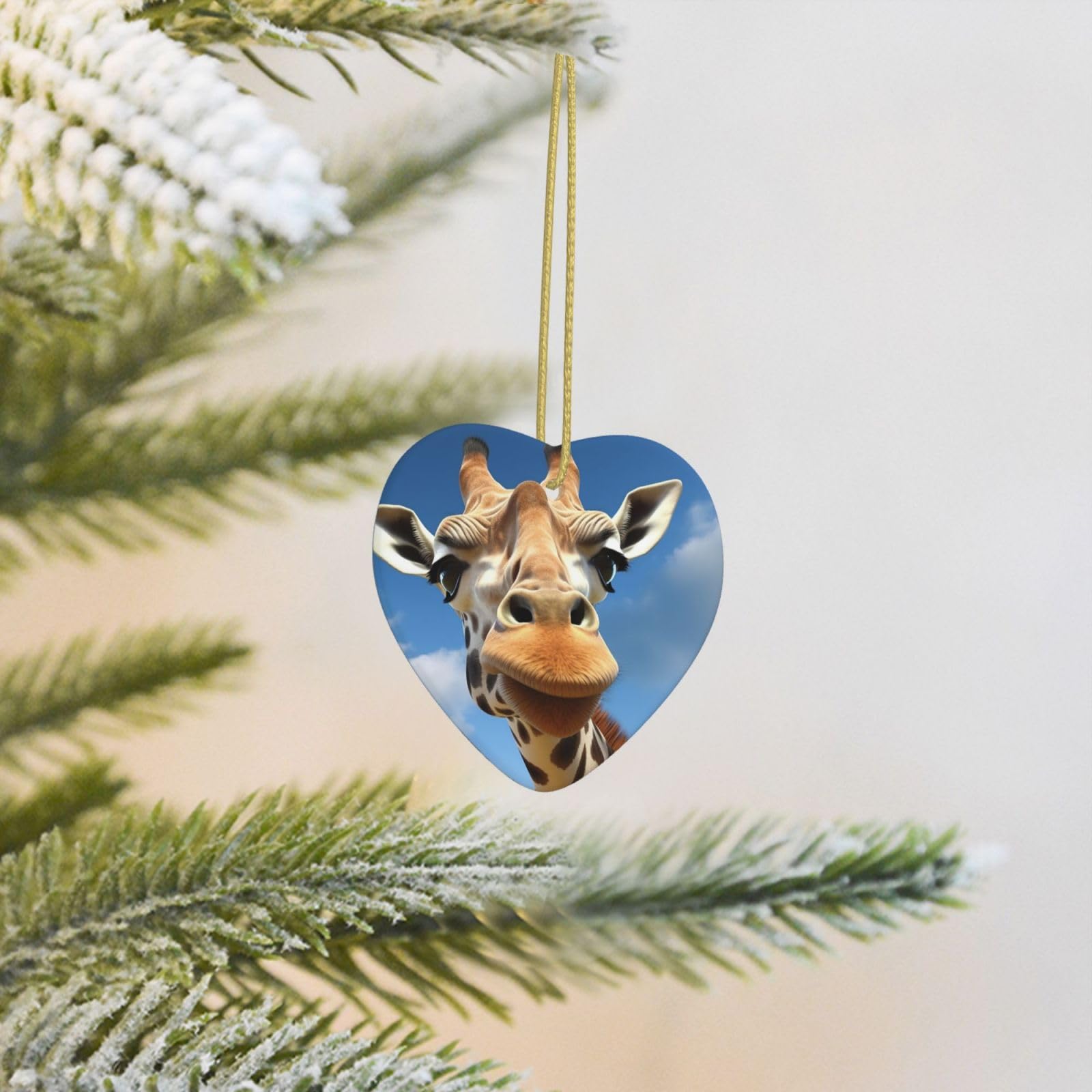 2025 Christmas Tree Decoration Hanging Heart Ornament Funny Giraffe Ceramic Ornaments Christmas Tree Decorations Round Pendants for Xmas Tree Winter New Year Party Supplies
