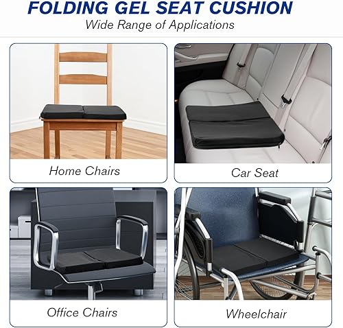 Miniatura 7 de WEIGUZC Cojín de asiento de gel, cojín plegable para asiento de viaje, portátil, transpirable, diseño de panal de abeja, cojín de gel para el hogar,