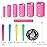 141 Pieces Hair Rollers Set Include 60 Plastic Hair Rollers (Pink,6 Size)