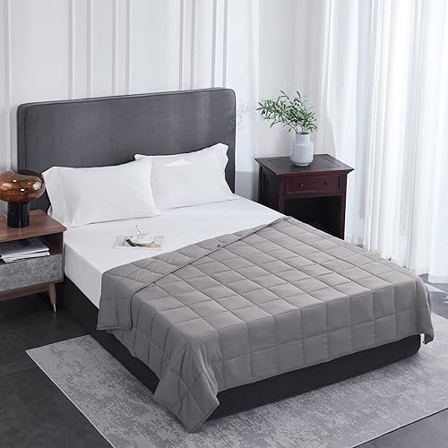 Miniatura 2 de L'AGRATY Manta con peso de 60 x 80 pulgadas, 15 libras, manta pesada de microfibra transpirable con cuentas de vidrio, manta grande para adultos