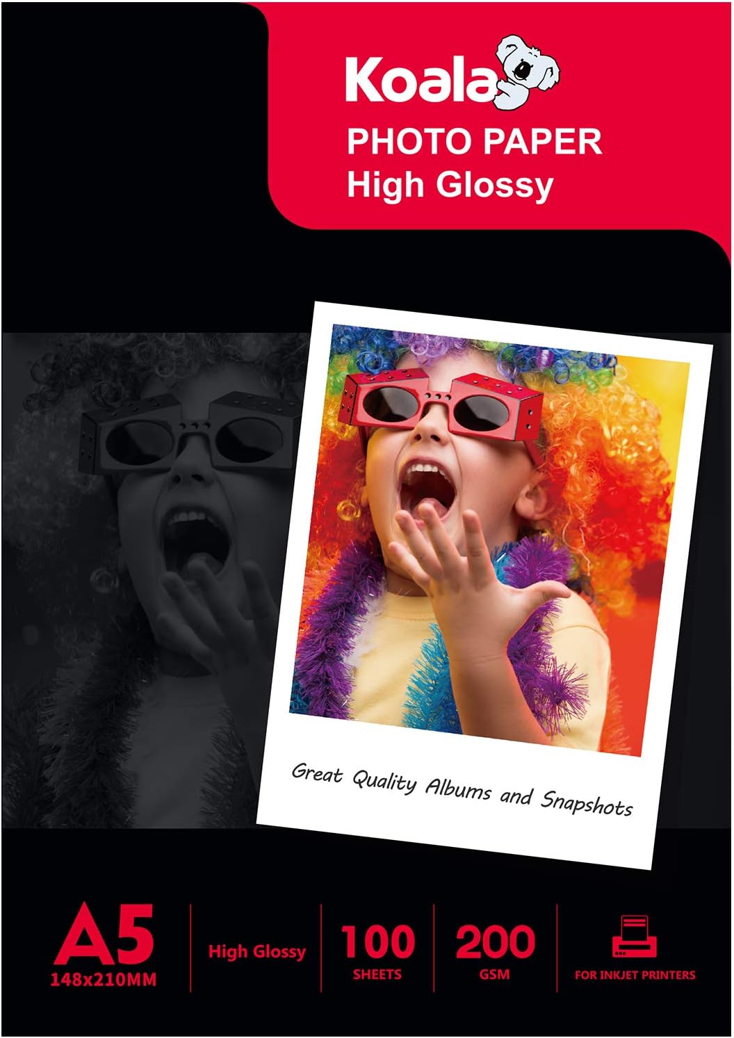 Papier Photo Brillant Koala 8,5 X 11 Pouces – 400 Feuilles 135 G/m², Pour Imprimantes Jet D'encre