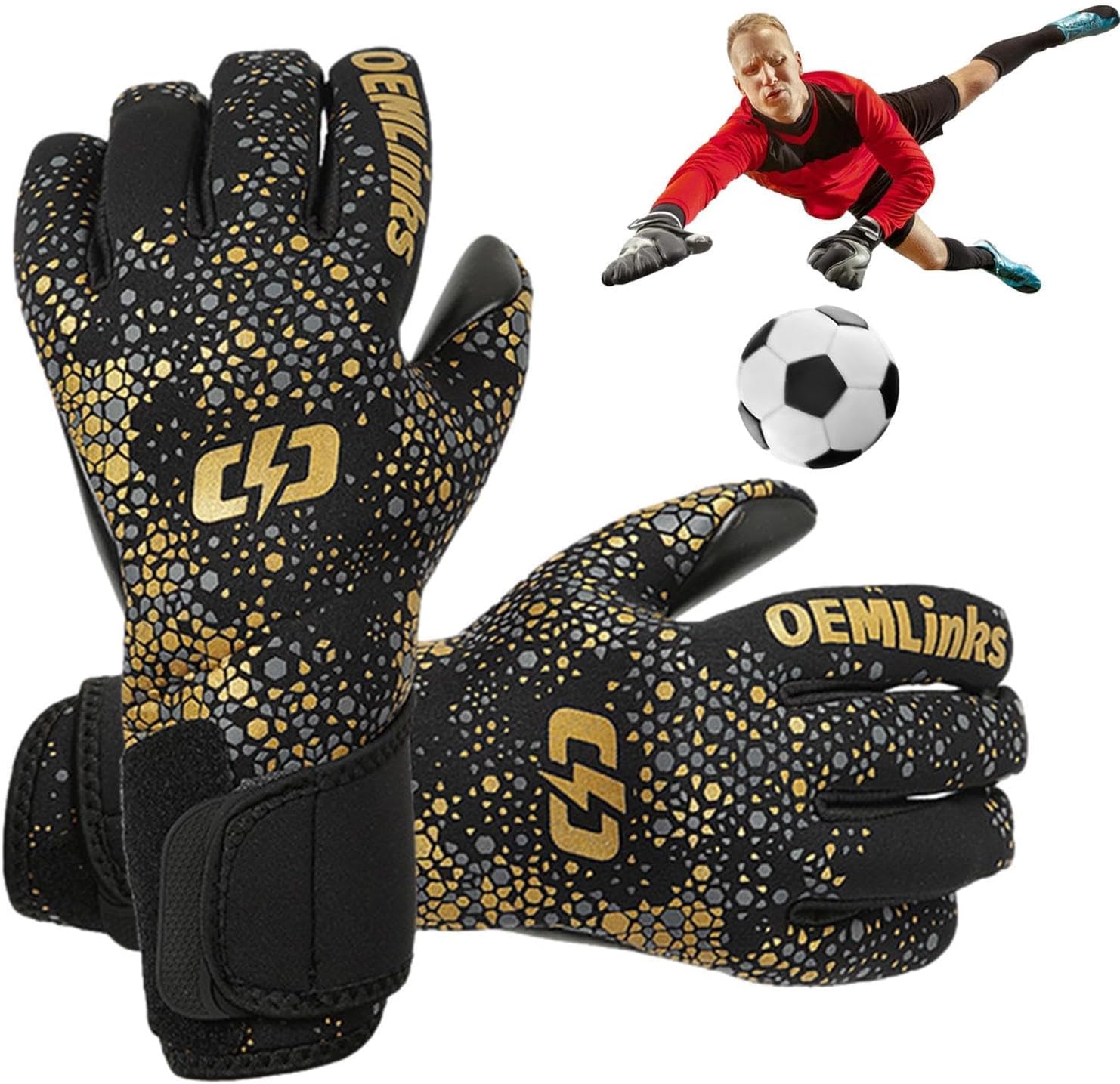 ゴールキーパー グローブ | 厚手で弾性に優れ快適な高性能滑り止め,指保護機能付きゴールキーパーグローブ | 子供、大人、ティーン、