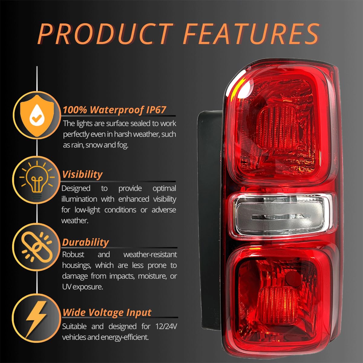 Genérico Luz Trasera Derecho Compatible con Peugeot Expert Citroen Jumpy Toyota Proace Opel Zafira Vivaro 2016-968311548000002 9808243080 SU001A4080 Certificado E