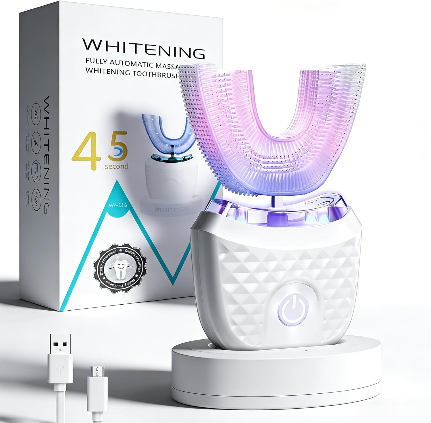 Ultraschall Automatische Zahnbürste, Elektrische Schallzahnbürste mit Timer, 360°-Rundumreinigung des Mundraums, Wasserdicht IPX7, Reinigt die Zähne effektiv,Ultraschallzahnbürste