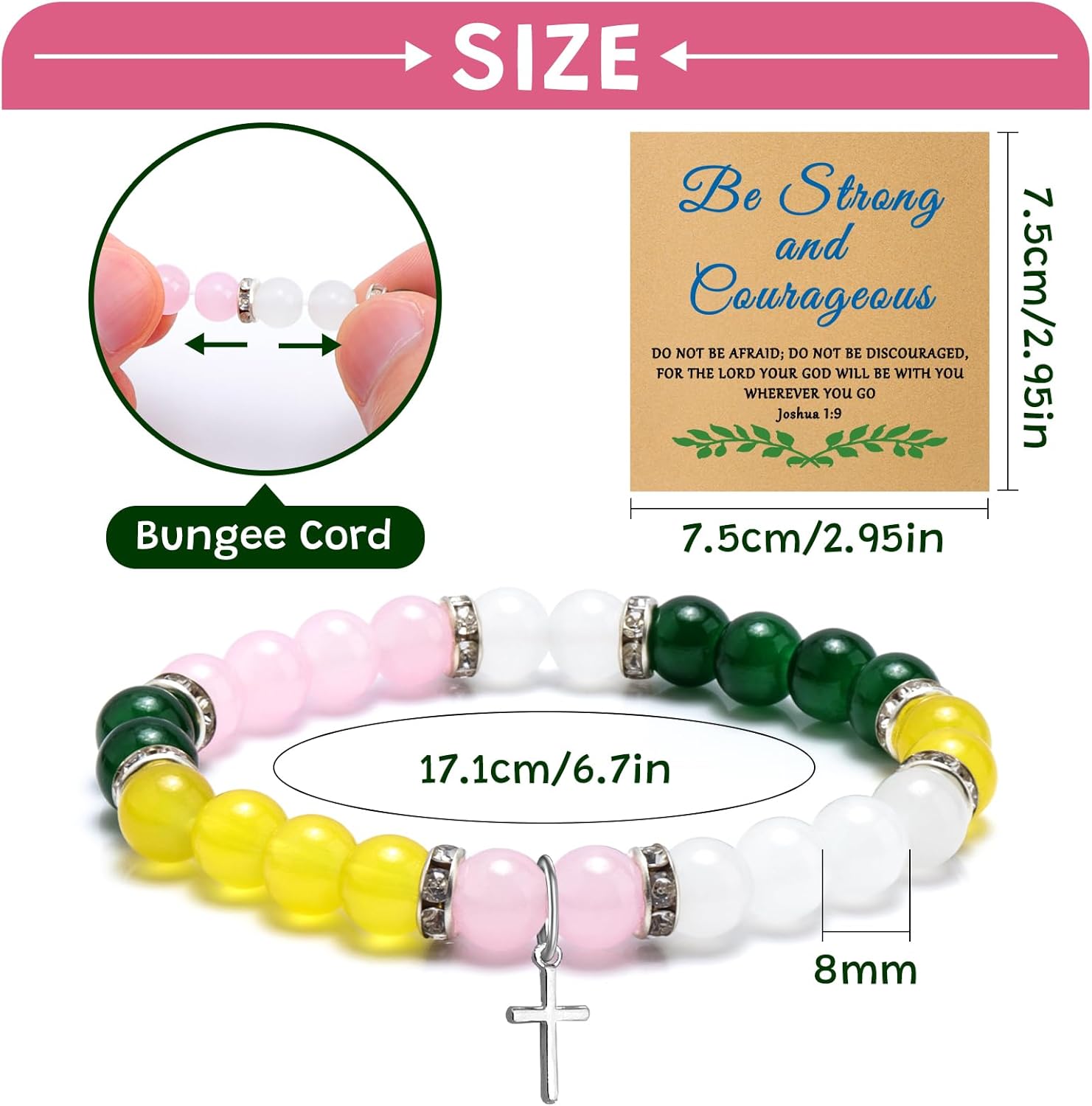 Christian Religious Gifts for Women Faith Beaded Bracelet Baptism Gifts for Women First Communion Gift for Grandma Aunt Mom Daughter Sister Friend Christmas Birthday Gift Jewelry Bracelet - Image 2