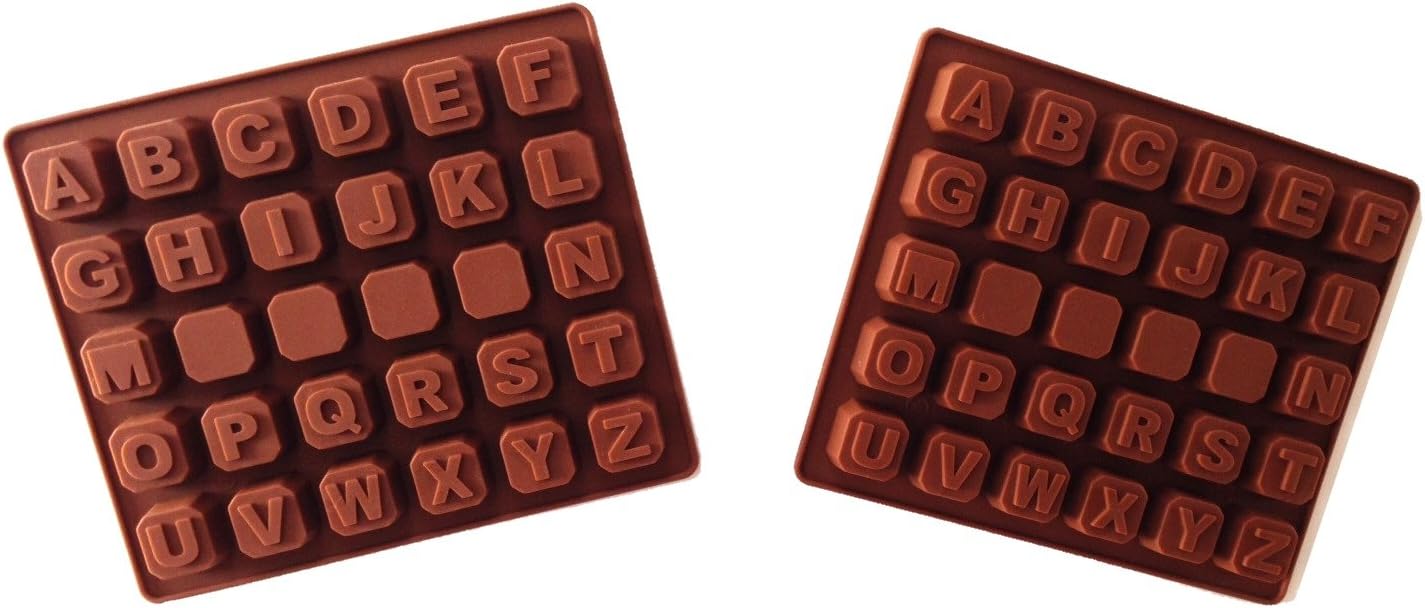 JOYLIFE 2 Pieces Set, 30-Cavity Silicone Chocolate, Jelly and Candy Mold, Alphabet Mold (2 Pcs Set)