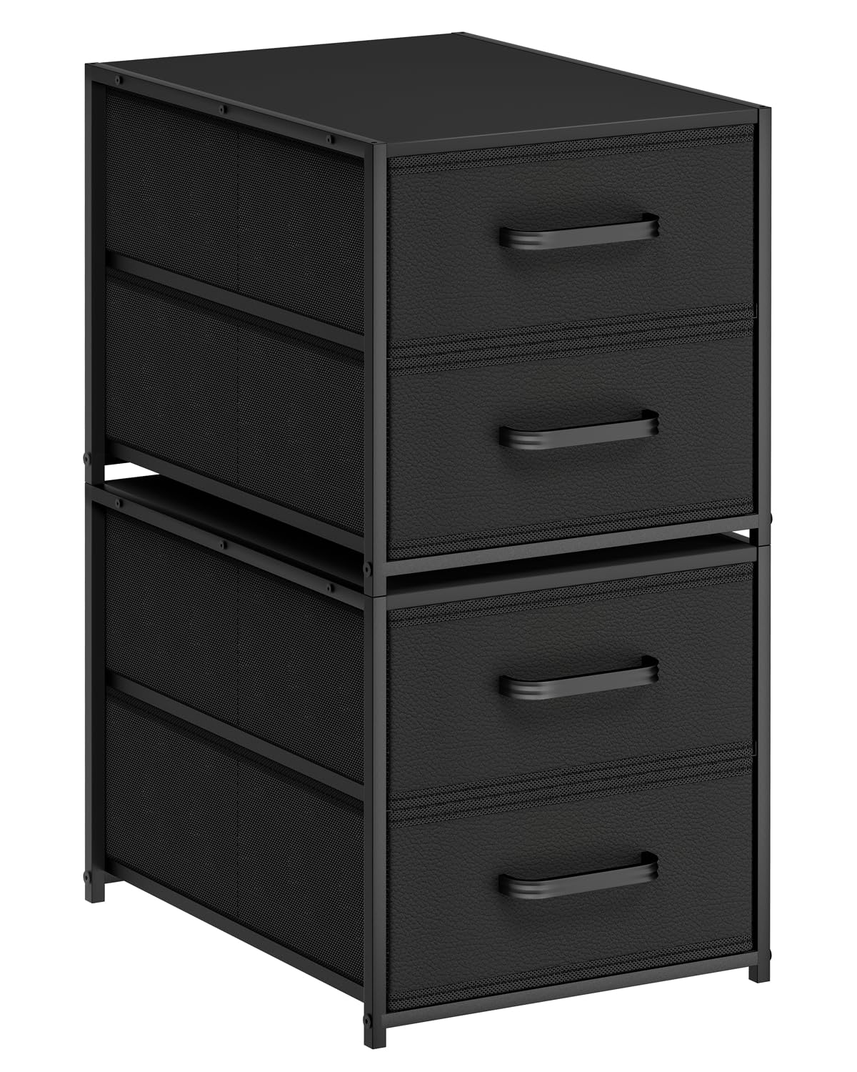 Photo 1 of ***MISSING PARTS***Homsorout Stackable Storage Drawers - 2 Tier Closet Organizer with Metal Handles, Fabric Dresser with Collapsible Bins for Bedroom, Dorm, Office, Black, 2 Pack