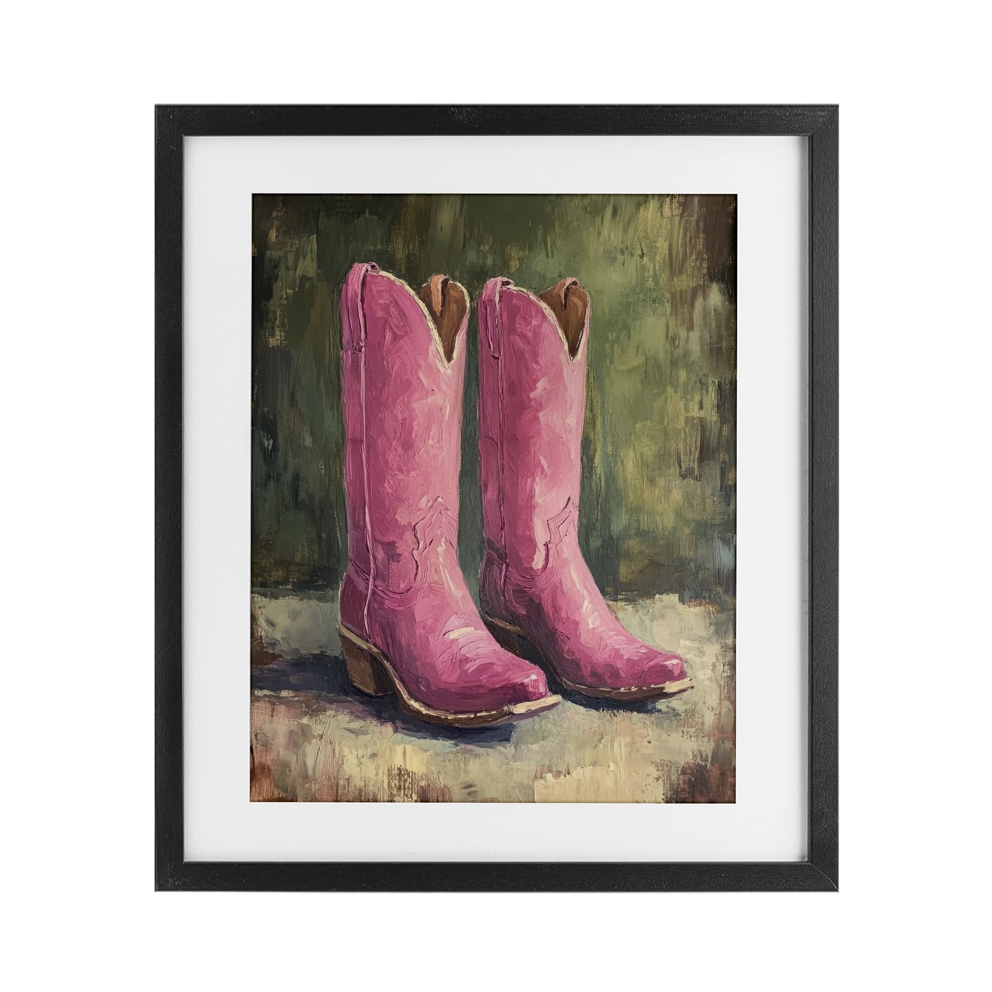 Affiche bottes de cowgirl roses pour déco chambre style vintage gris