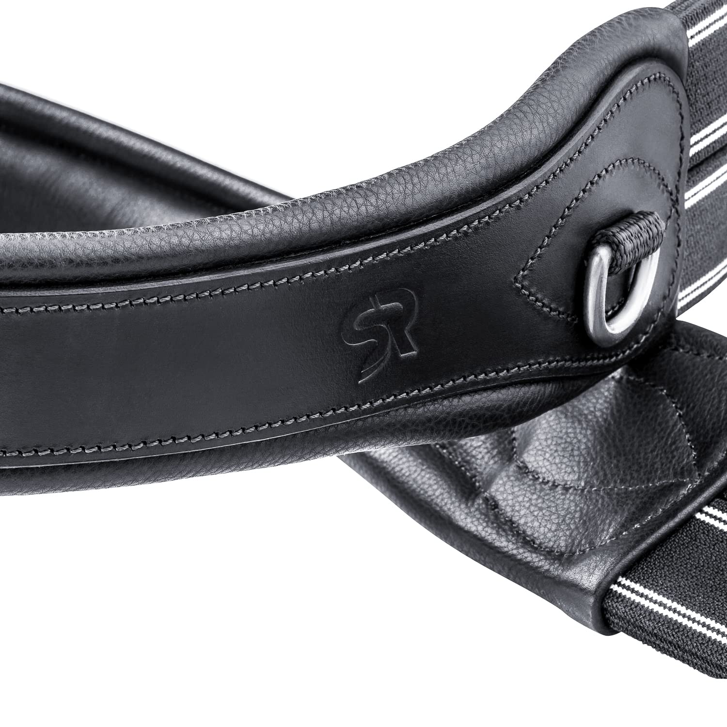 SUNRIDE Sattelgurt für Pferde Echtleder extra Polsterung D-Ringe Hilfszügel schwarz 130 cm