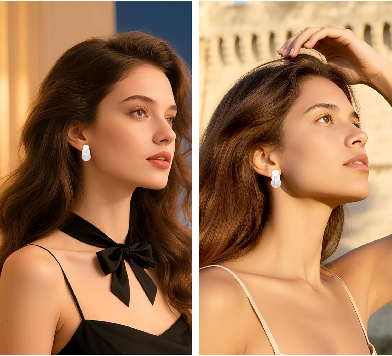 925 Sterling Silver Circle Studs Drop Earrings for Women Three Shaped Round Disc Chandelier Tassel Earrings Brushed Minimalist Statement Dangle - Image 4