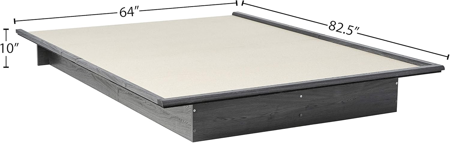 South Shore Step One Queen Platform Bed (60''), Gray Oak, 60",