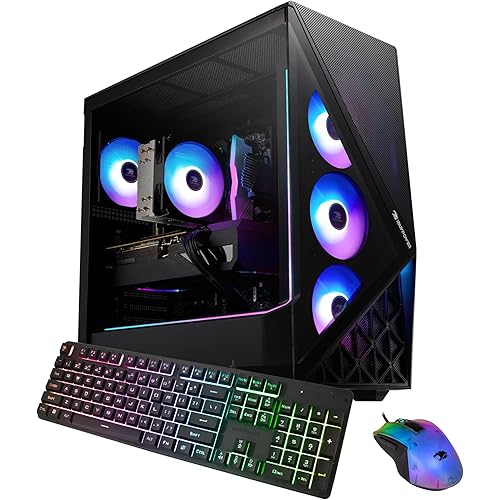 iBUYPOWER Slate Black Gaming PC Desktop Computer AMD Ryzen 7 8700F CPU, AMD Radeon RX 6600 8GB GPU, 16GB DDR5 RGB 5200MHz RAM, 1TB NVMe SSD, Windows 11 Home, Gamer Keyboard and Mouse - SBA7R6601