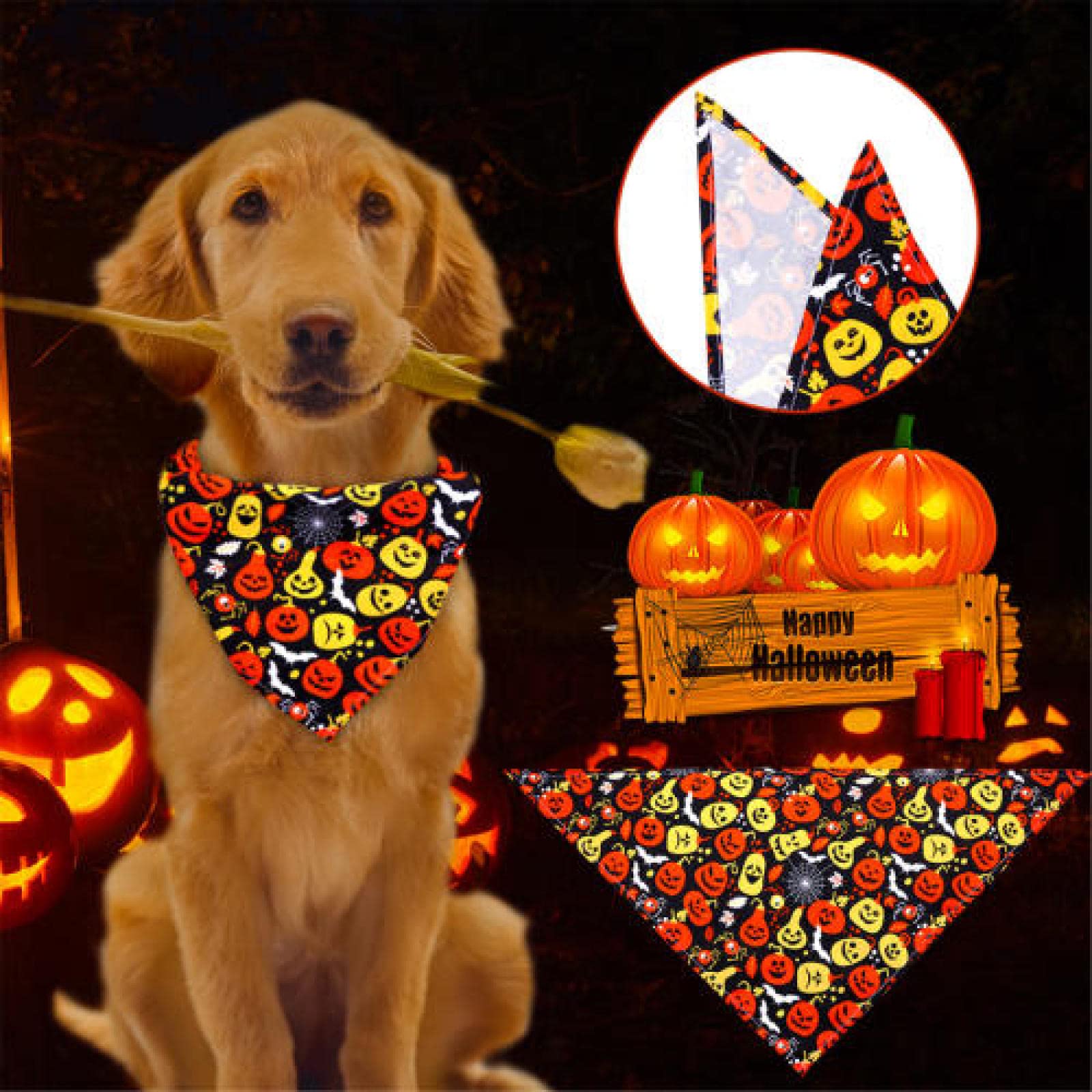 Lot de 10 bandanas pour chiens - Accessoires pour chiens - Bandana style citrouille - Fournitures pour animaux domestiques - Bandanas pour petits chiens - 07