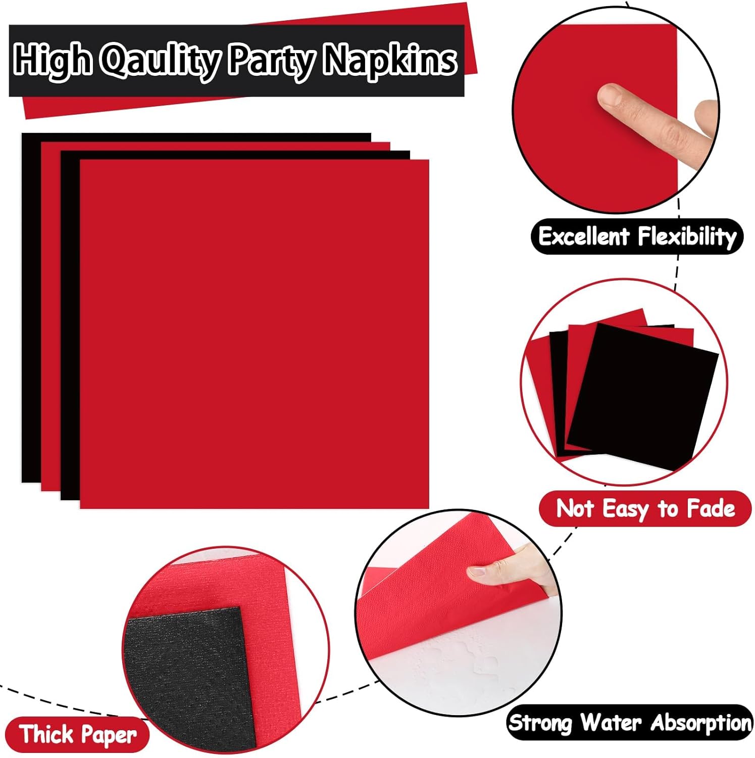 gisgfim 200Pcs Red and Black Plates and Napkins Set Party Supplies Black Red Birthday Scalloped Carnival Disposable Tableware Dinnerware for Wedding Fiesta Halloween Birthday Table Decor 50 Guests
