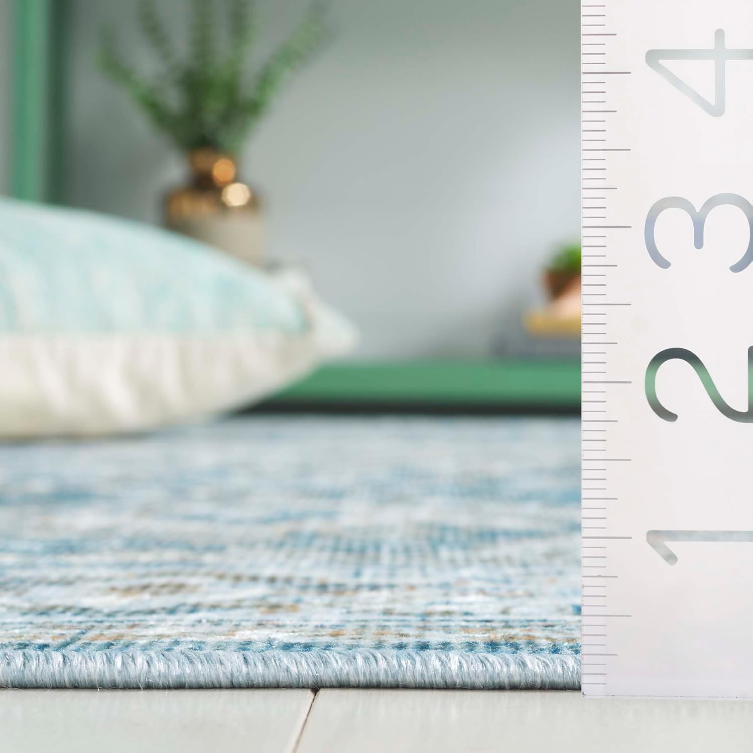 Safavieh Washable Rug Orlando Collection - 2'2" x 8' Runner, Blue & Gold, Non-Shedding & Easy to Clean, Ideal for Hallway, Foyer, Entryway, Bedroom (ORL768M)