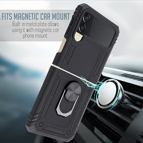Miniatura 4 de Compatible con Galaxy Z Flip 3 Ring Case, funda magnética para teléfono de alta calidad, fina protección completa, policarbonato duro con agarre