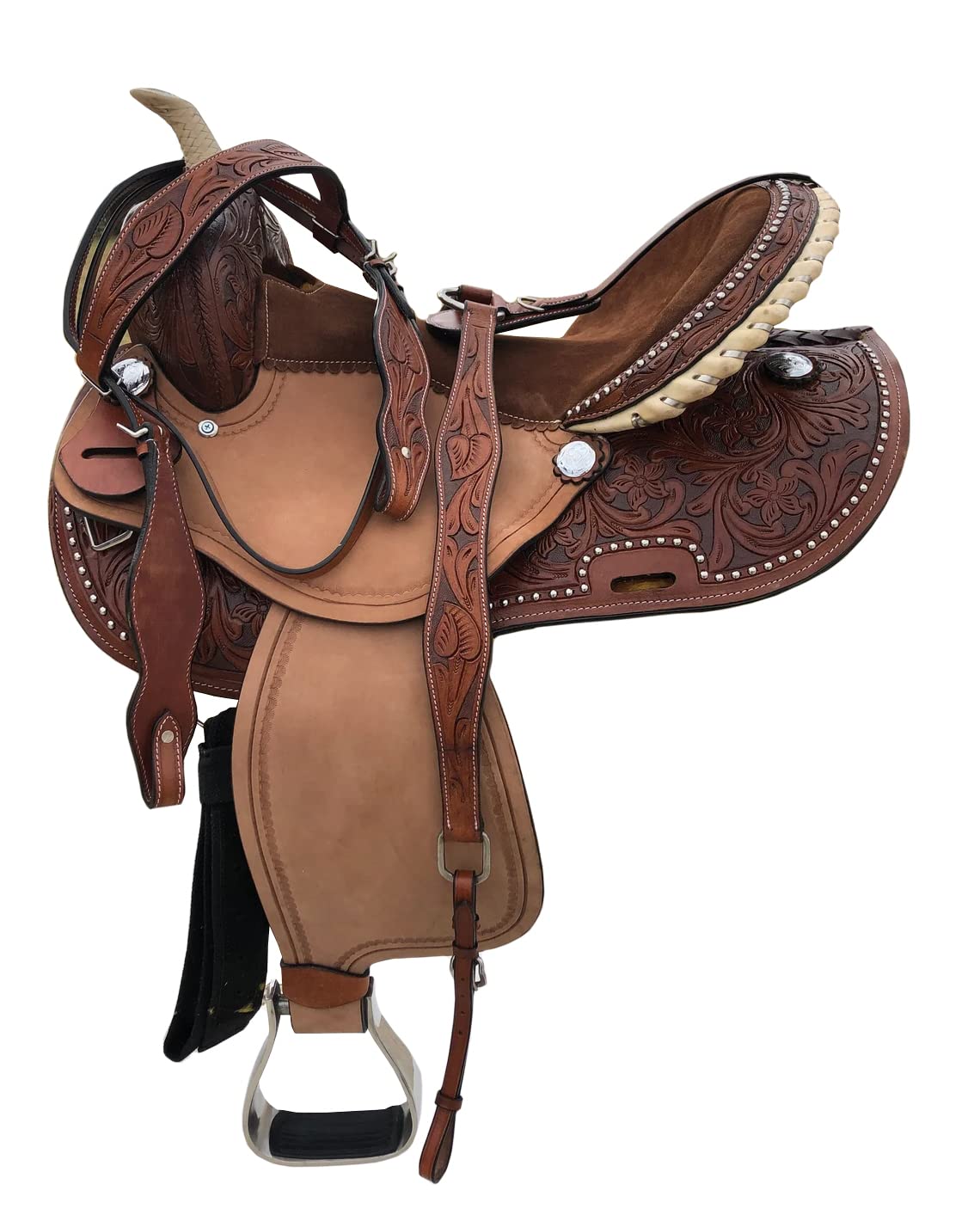 SELLE EN CUIR De Cheval Noir Western Endurance 16 Avec Housse Mobile Gratuite. EUR 420,43