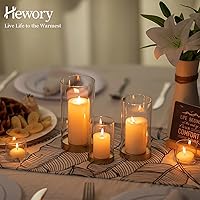 Vista 5 de Hewory Hurricane Candle Holder for Pillar Candles: Gold Votive Candle Holders Set of 6, Glass Hurricane with Metal Candle Plate, Pillar Candle