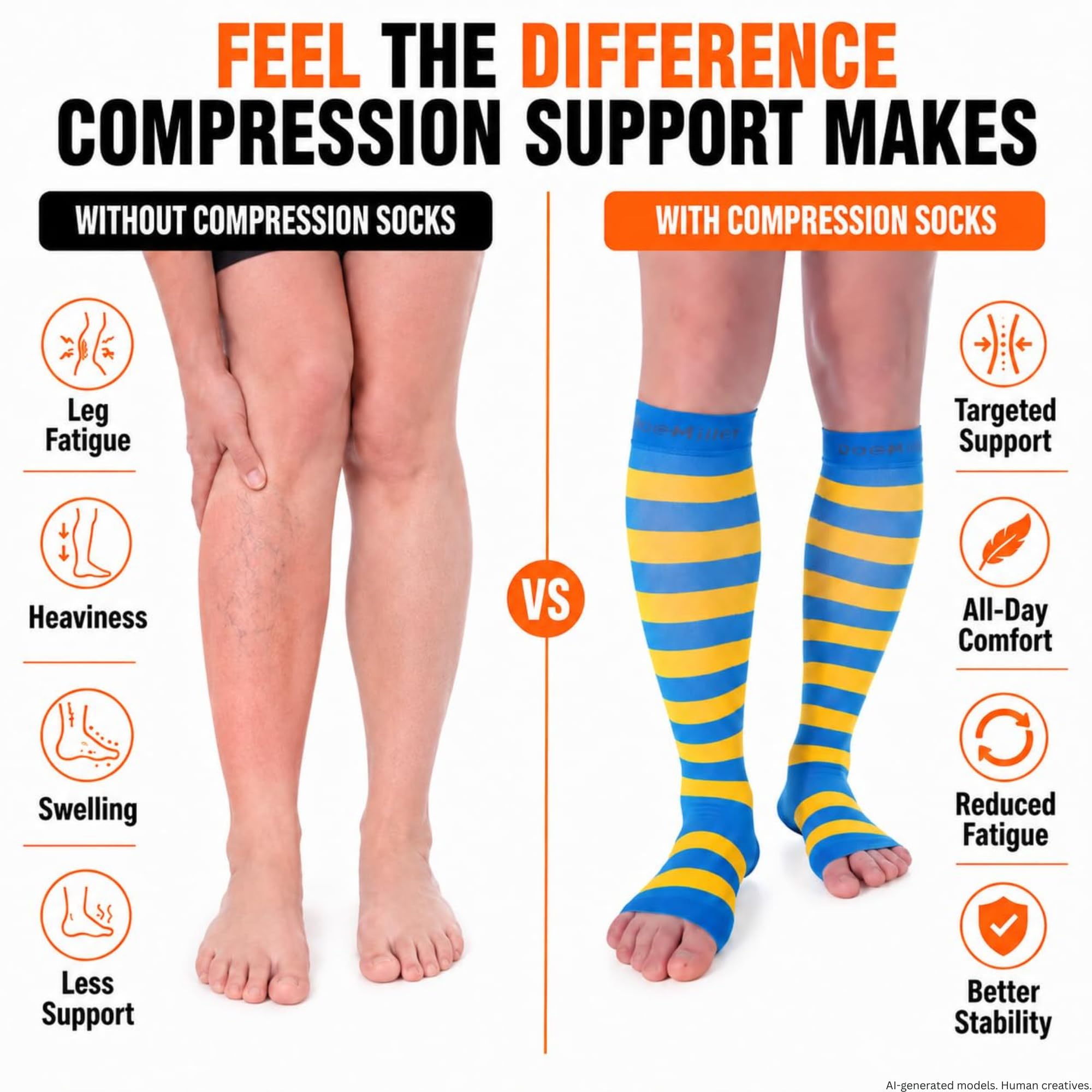 Doc Miller Calcetines de compresión de punta abierta para mujeres y hombres, 15-20 mmHg, medias de pantorrilla ancha hasta la rodilla para embarazo, venas varicosas, férulas de espinillas, hinchazón