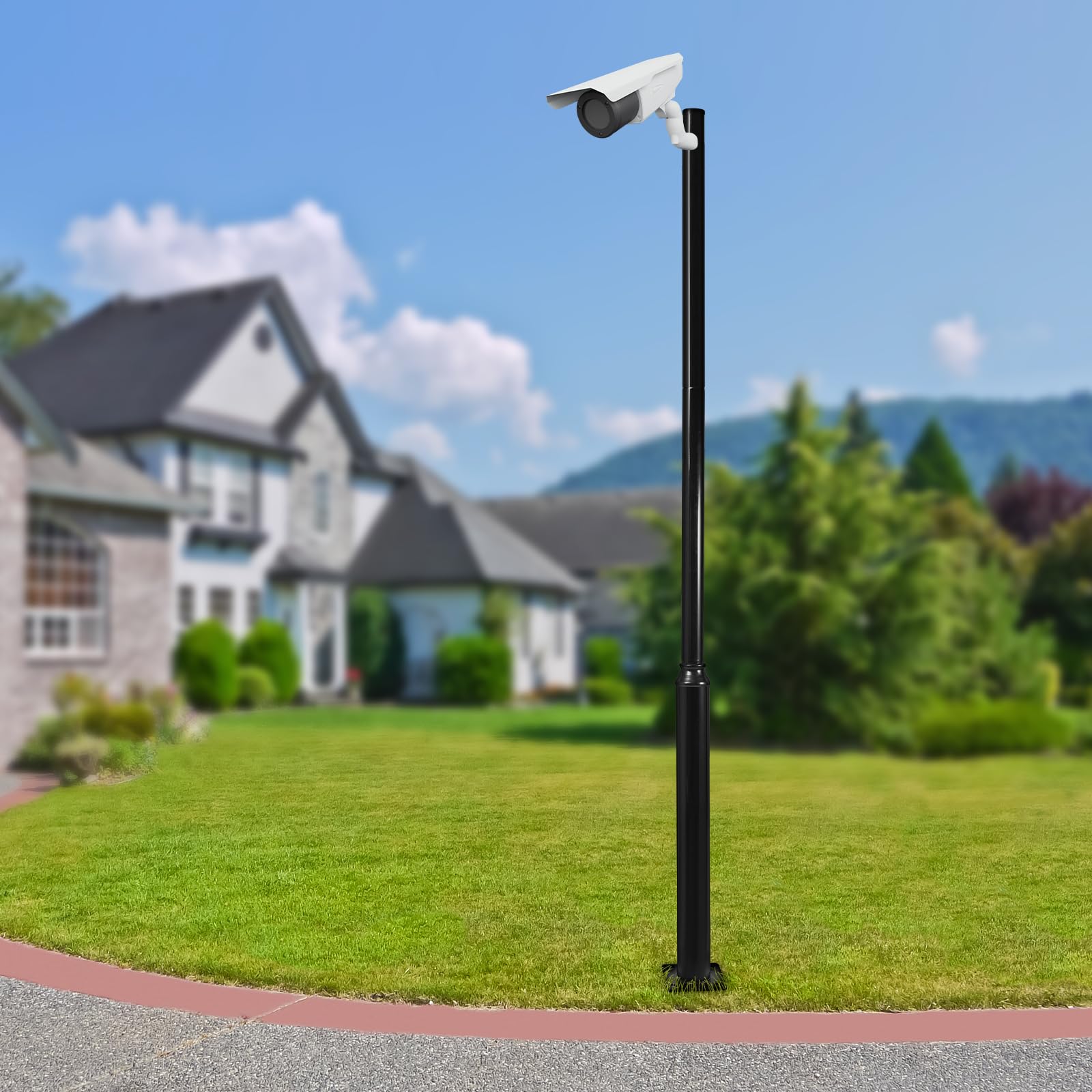 Poste de farola solar con estaca y marco de base, resistente a la intemperie, iluminación exterior, poste para farolas dividido, para terraza, calle (3 m)