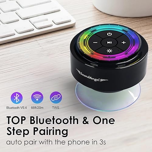 Miniatura 2 de XLEADER SoundAngel Mate (2 generación) Pro Shower Speaker, altavoz Bluetooth impermeable IPX7 certificado, sonido de cristal de 8 W y graves