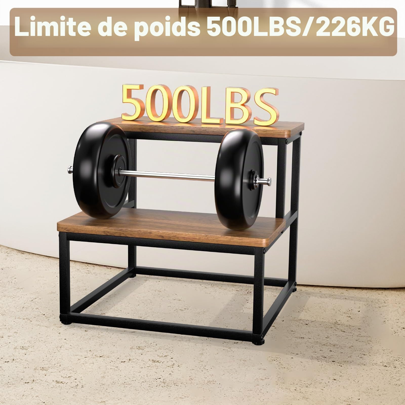 Marches de Spa antidérapantes 226kg Tabouret Robuste Cadre en métal Accessoires Caravane Camping-Car