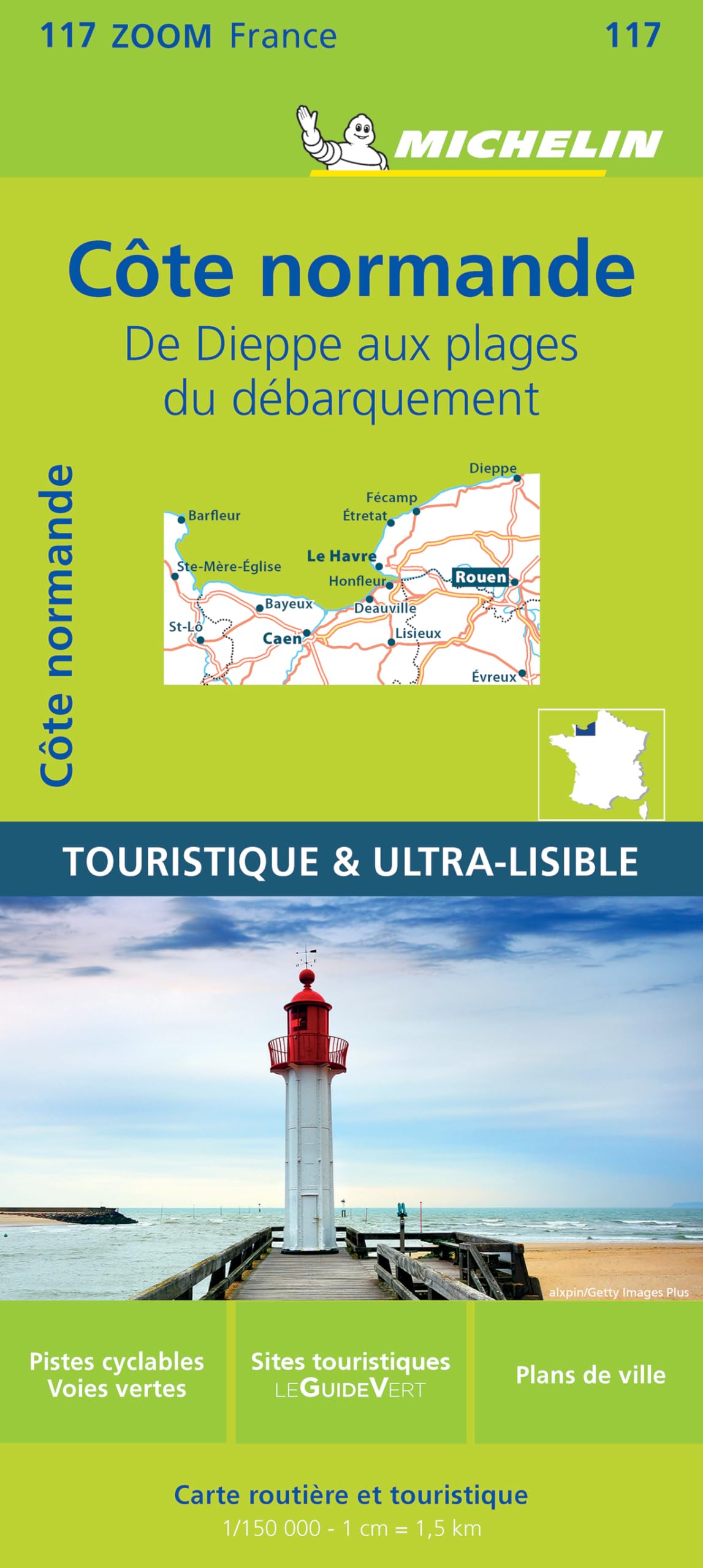 Carte Zoom Côte Normande - De Dieppe aux plages du Débarquement: Straßen- und Tourismuskarte 1:150.000: 117