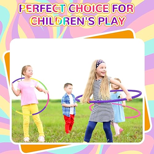Miniatura 7 de Sratte 12 aros de juguete para niños, aro de juguete desmontable ajustable de color, aro de ejercicio, círculos de plástico para niños,