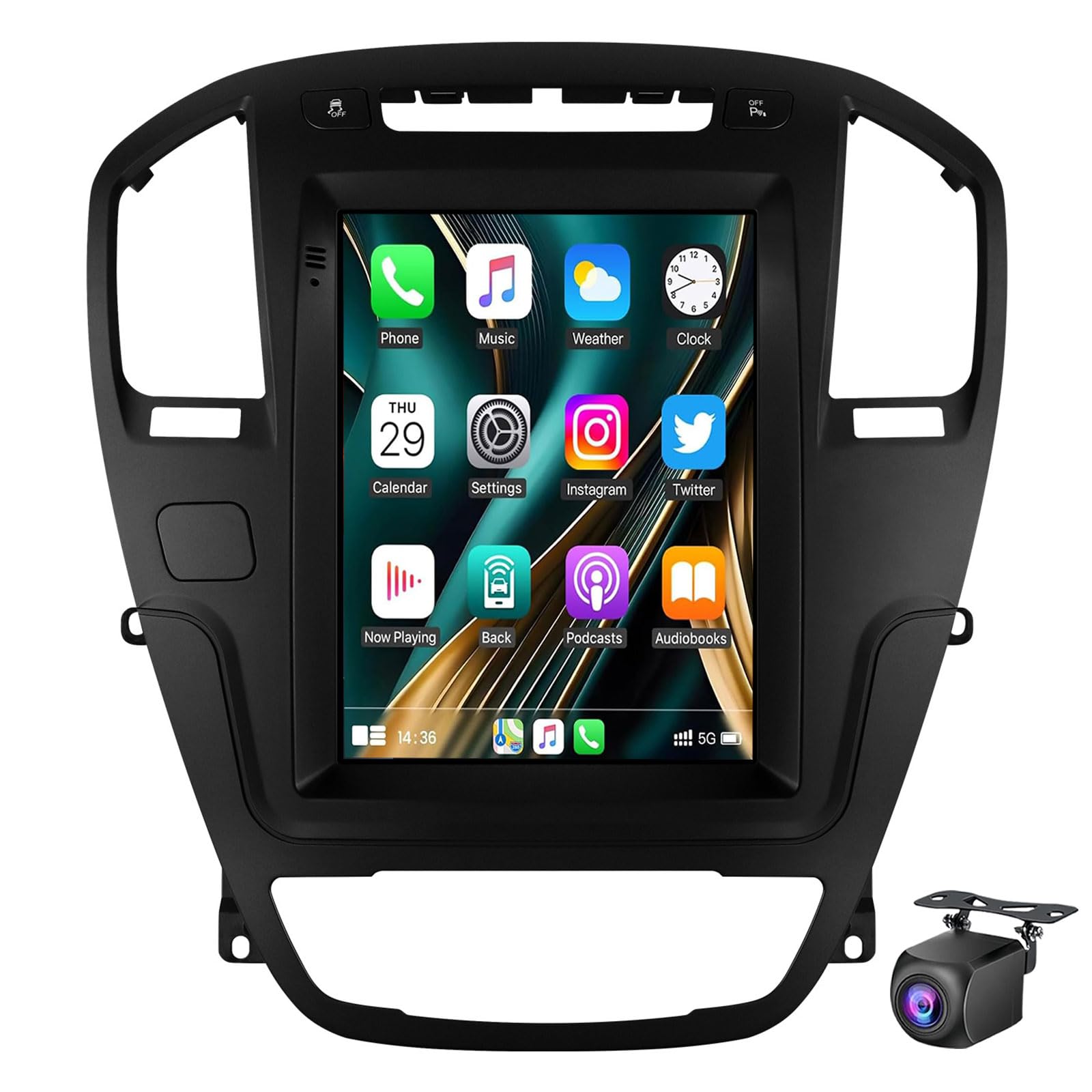 Uipob Black Car Radio For Buic-K Regal/O-Pel Vauxhall Insignia 2009-2013 With Dsp Wireless Carpaly Android Auto,9.7" Touch Screen Car Stereo With Bluetooth 5.0 Gps Wifi Fm/Rds Swc Backup Camera(Size:l900)