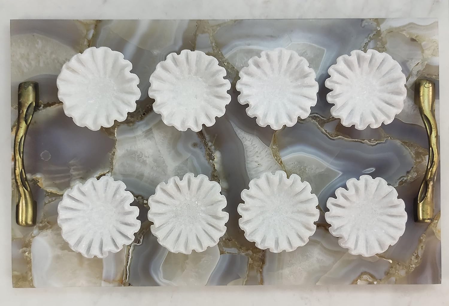 Marble Ruffle Bowl, Marble Scalloped Bowl, Marble Decorative Bowl, Handmade Ruffled Bowl