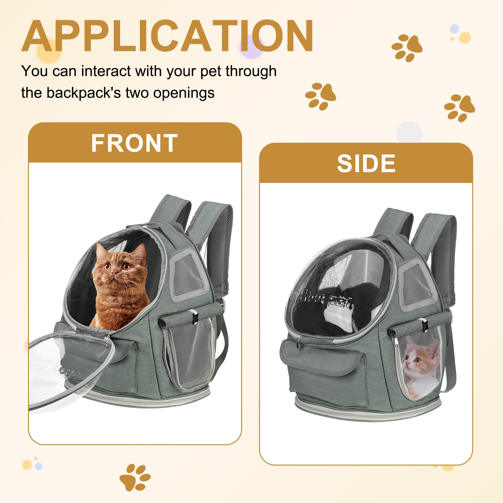 QUARKZMAN Mochila Transportadora para Mascotas, Portátil Y Ventilada, Tela Oxford, Bolsa De Viaje para Perros Y Gatos con Cubierta Transparente 13.39", (Gris, 1 Pieza)
