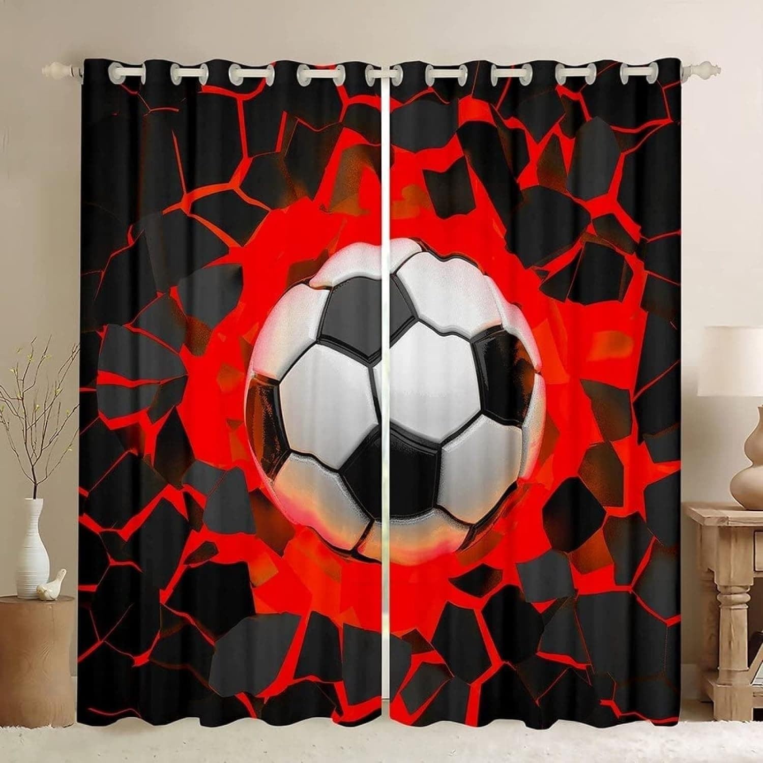 Rideaux occultants football 140x300cm pour bloquer la lumière du jour