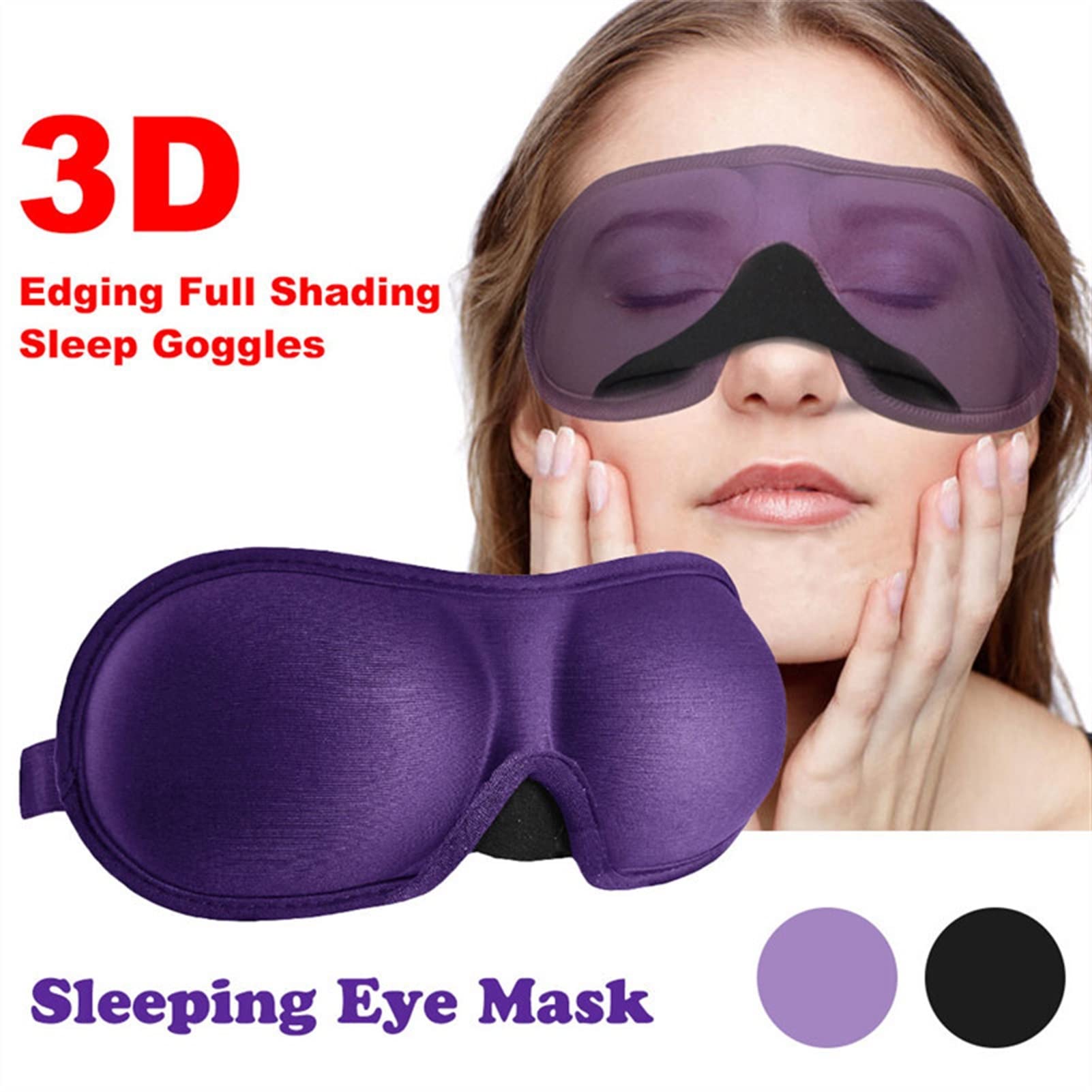 Máscaras para dormir Zero Eye Pressure Blackout pa Antifaz for dormir 3D de tela ultra suave y transpirable for dormir(Black)