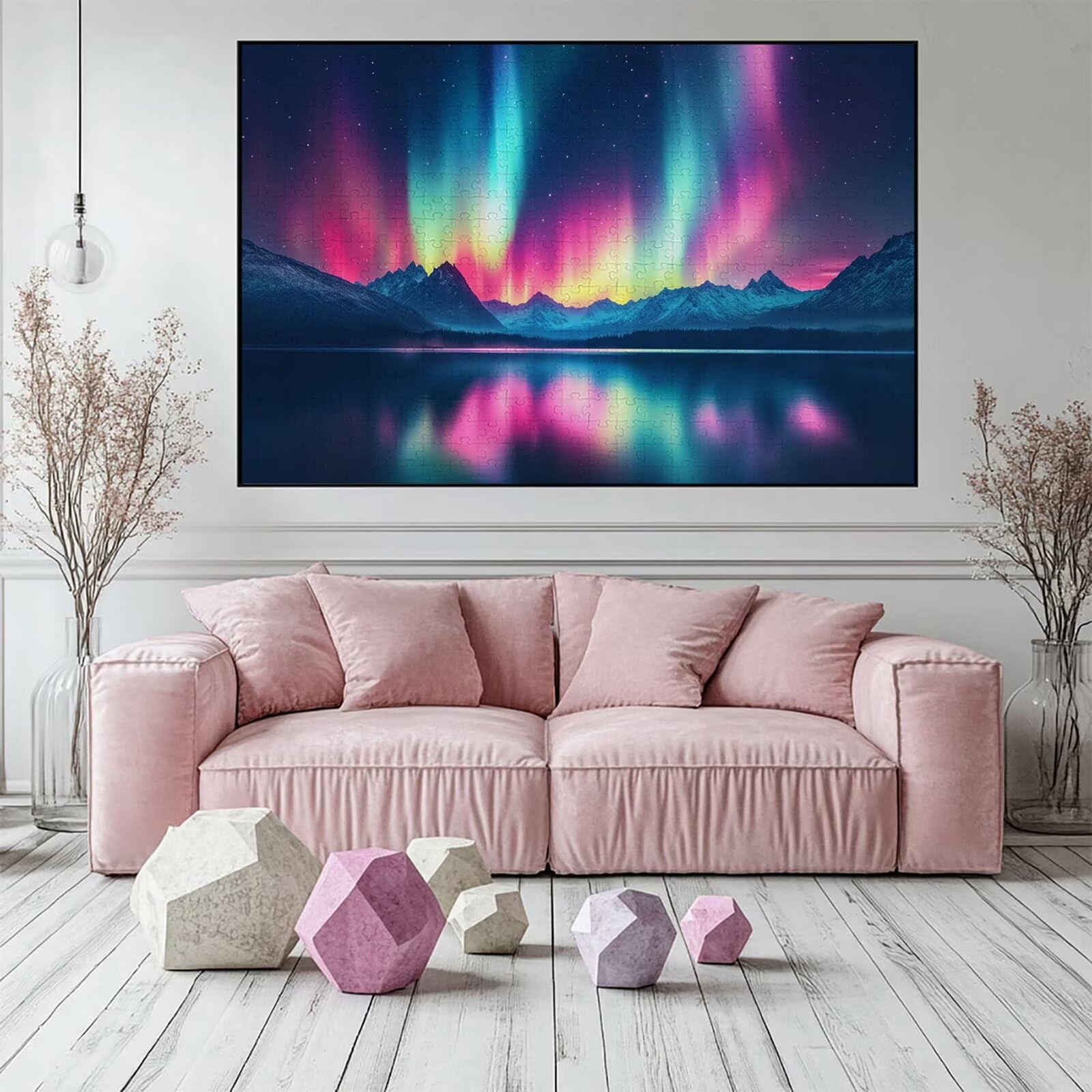 Puzzle 4000 elementów zorza polarna puzzle dla dorosłych jezioro 141 x 87 cm unikalne rzemiosło klasyczne 3D drewniana układanka do rodzinnych gier aktywnych, układanka do samodzielnego wykonania