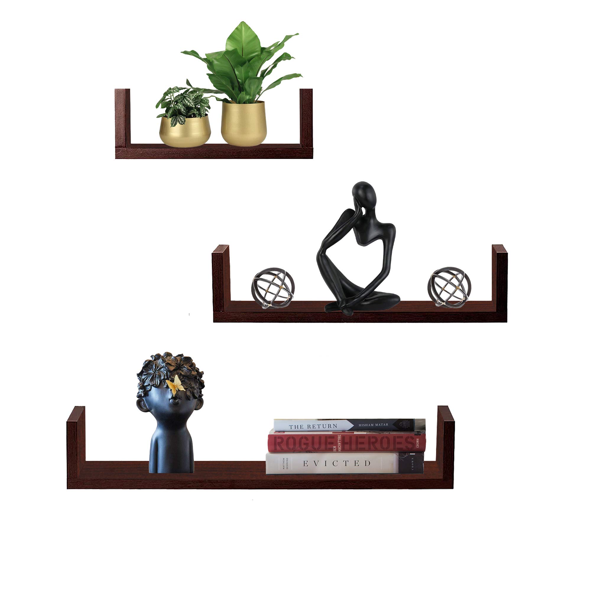 Furniture Cafe U Shaped Wall Shelf For Living Room Stylish Wooden