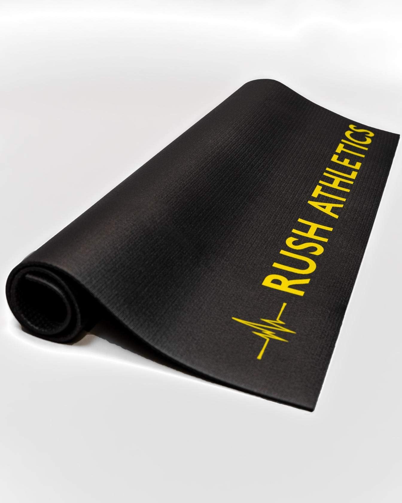 RUSH ATHLETICS PORTABLE JUMP ROPE Fitness Mat - 1m x 1m 6mm Thick, High Density Non-Slip, Workout Mats for Home Gym Flooring - Plyo, Cardio, MMA Mats (100cm Long x 100cm Wide x 6mm Thick) Black