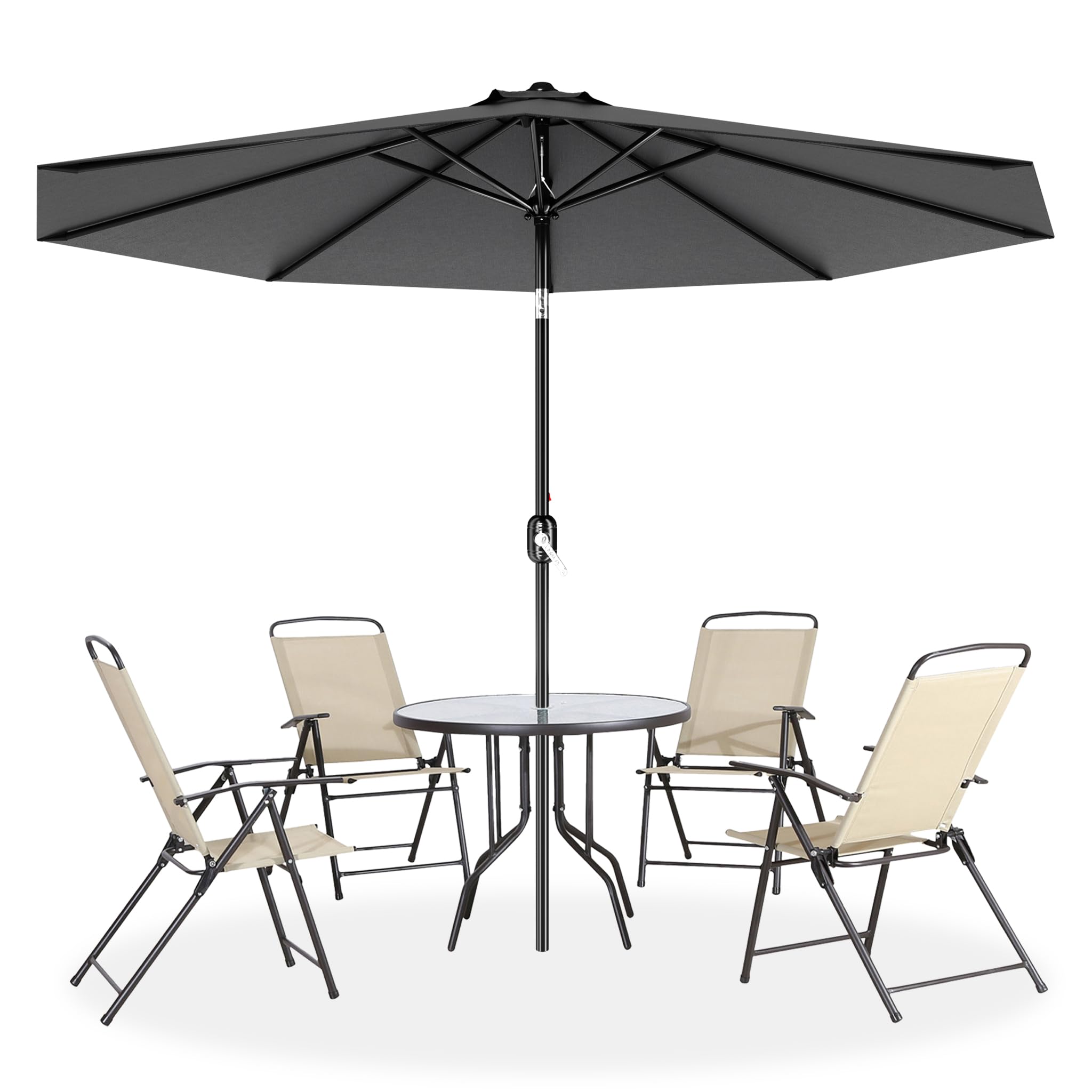 YRHome 300 cm/350 cm parasol przeciwsłoneczny, aluminiowy, bez/z funkcją nachylenia, ochrona UV 40+, ciemnoszary, parasol ogrodowy, na balkon, do ogrodu, na taras, antracytowy, 3 miesięcy