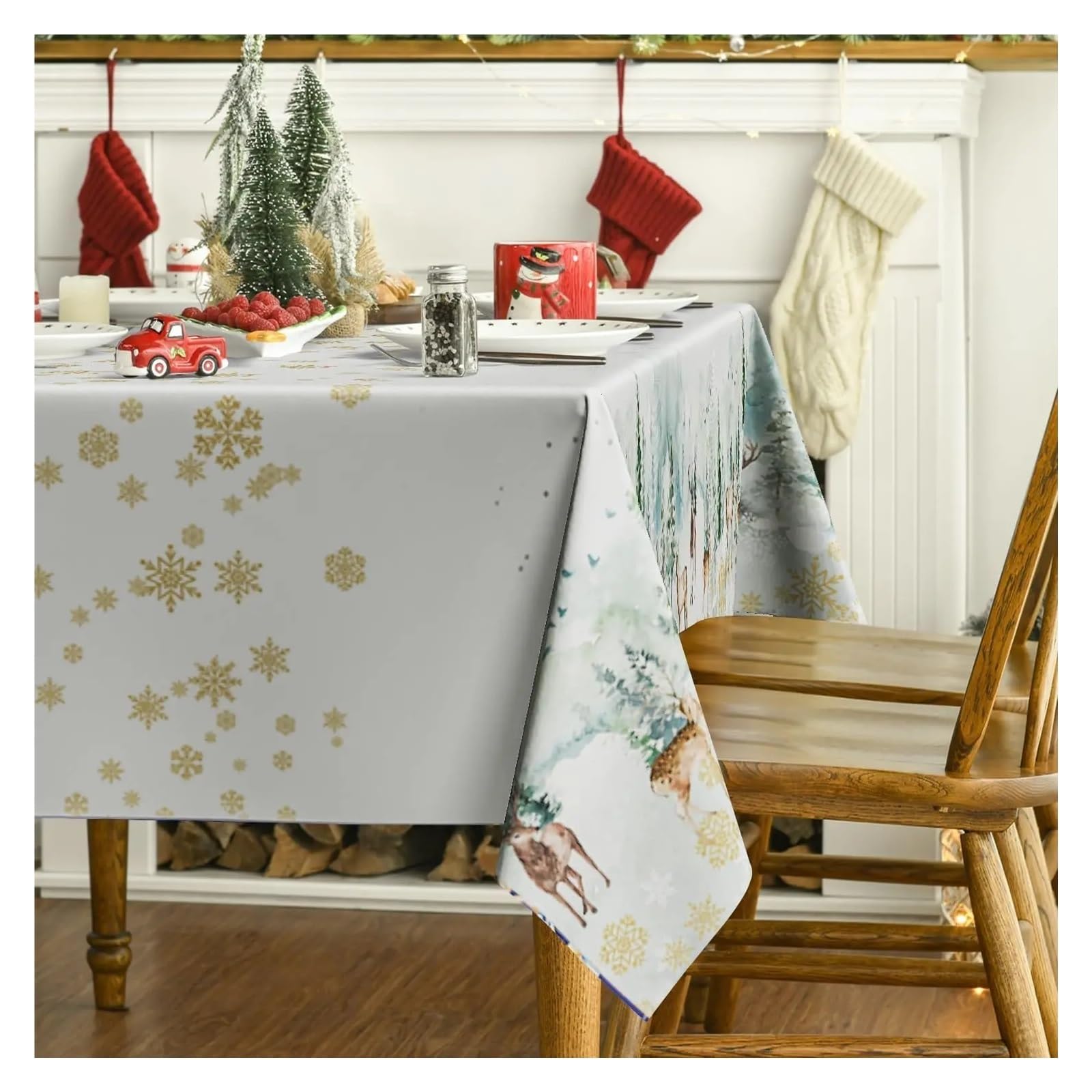 Tovaglia Natalizia Tovaglia decorativa lavabile e antivegetativa for il giorno di Natale, for feste, picnic, cena, ristorante decorativo, tovaglia per la Festa(140x200cm55x78inch)