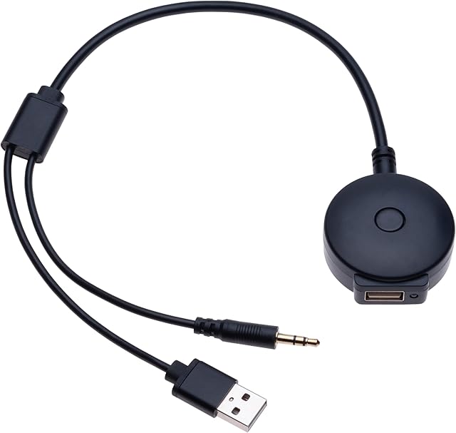 Universal Car Bluetooth Audio Cable | USB / 3.5mm AUX Music Interface Adapter Compatible With BMW Series 1, 2, 3, 5, 6, 7, X1 X3 X4 X5 X6 E46 and Mini Cooper R55 R56 R57