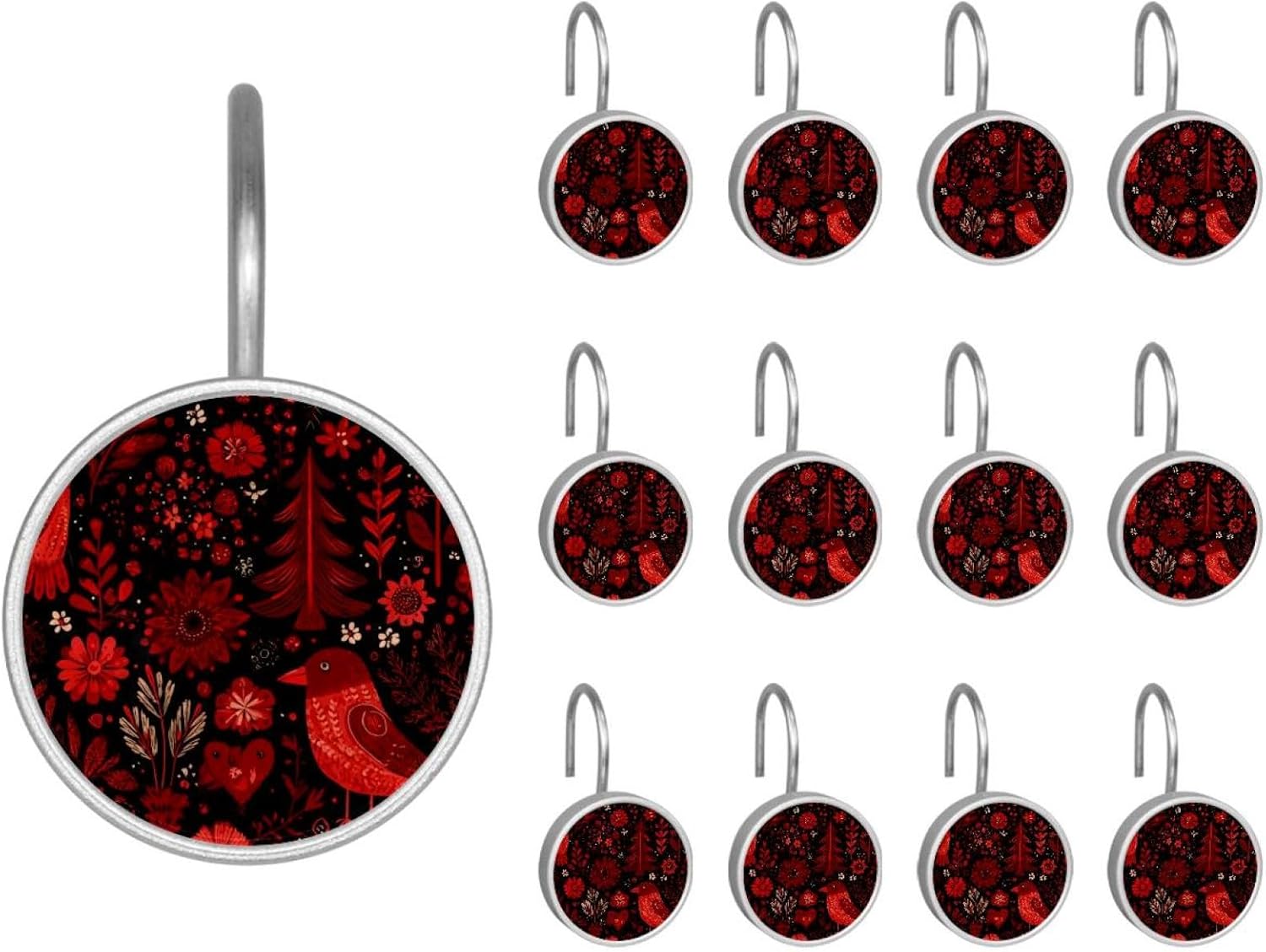 12PCS Cute Cartoon Polar Bears (1) Shower Curtain Hooks Rings for Bathroom, Decorative Shower Curtain Hooks Rods Curtains and Liner