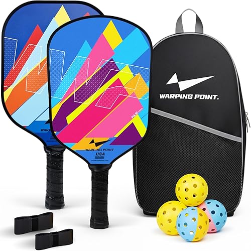 Miniatura 10 de Juego de 2 palas de pickleball de fibra de vidrio, duraderas y ligeras, aprobadas por USAPA, paquete de 2 raquetas de pickleball para mujeres con