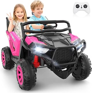 Hikole 2 Seater 24V Ride on Car Toys, UTV for Kids, Power Wheels with Remote Control, Multi-Function Electric Vehicle, Gift for Boys&Girls-Rose Pink