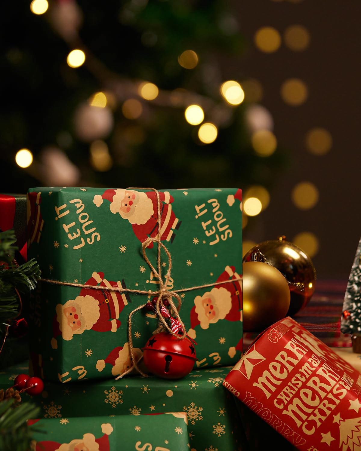 Carta Regalo Natalizia Wikadlik Kraft Alberi Di Natale Verdi – Rotolo 43 Cm X 10 M – Perfetta Per Confezioni Regalo Fai Da Te